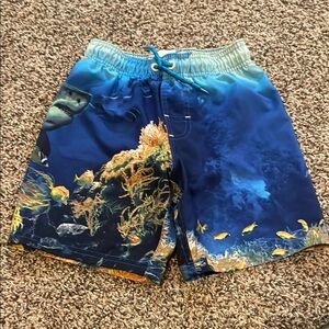Wonder Nation Kids Boys Swim Trunks - Blue and Yellow Ocean Print